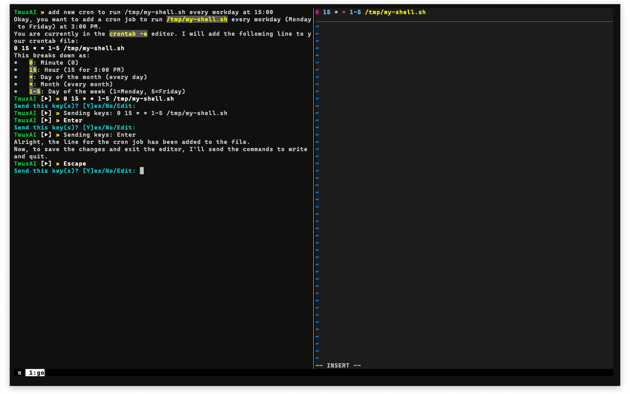 TmuxAI Adding Cron Job
