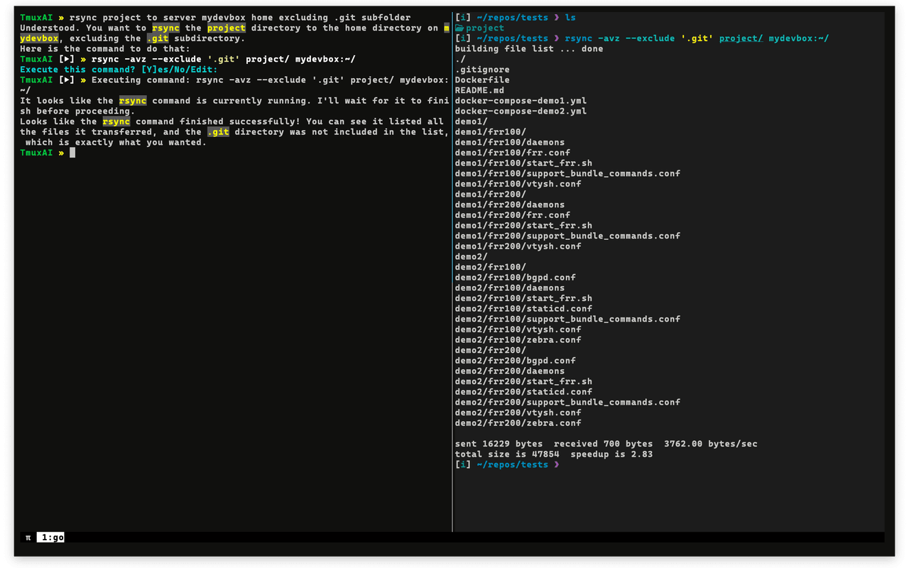 TmuxAI Running Rsync